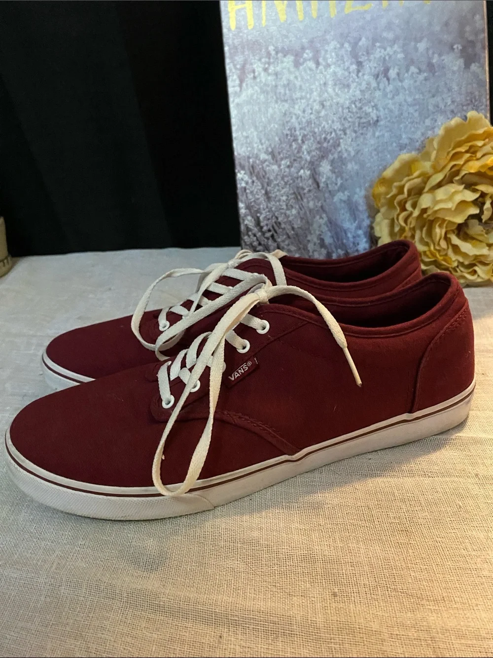Vans Women’s SZ 9.5 Off The Wall Maroon Low-Top Canvas Sneakers